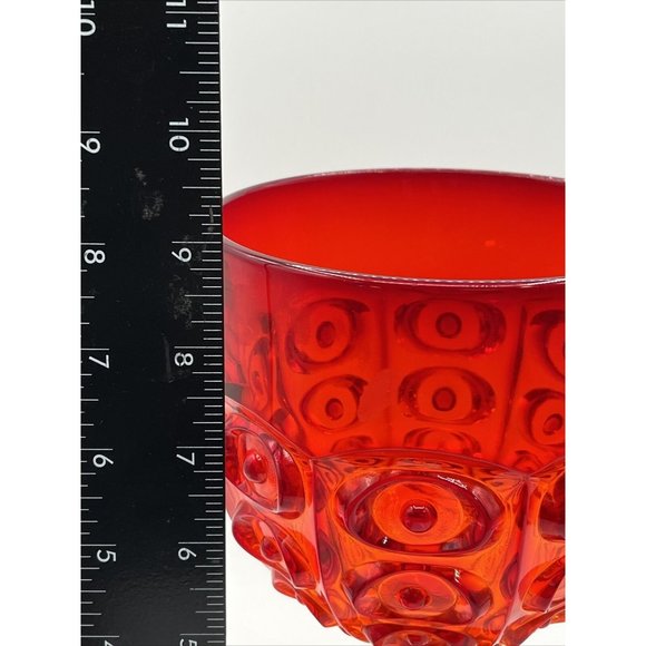 Viking Glass Yesteryear Bullseye Red Amberina Chalice Footed Bowl 8.75" - Picture 7 of 9
